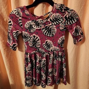 Dot Dot Smile Ballerina Pink Leaf Pattern Dress Size 2T